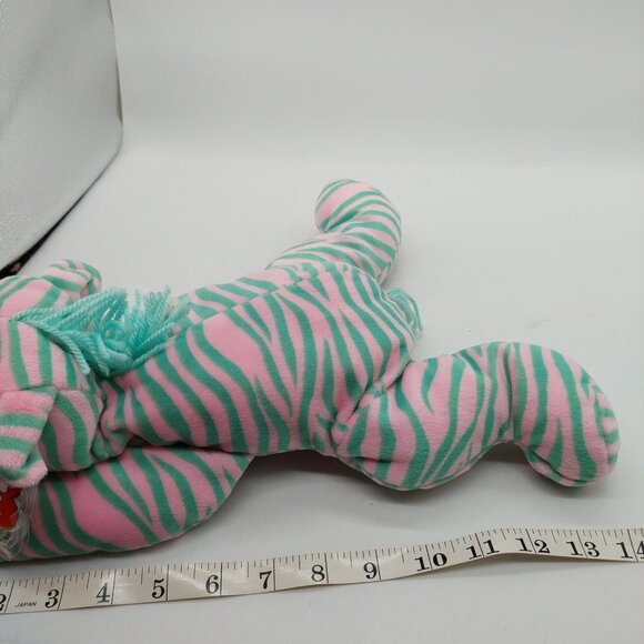 TY Pillow Pals Zulu the Zebra 14" Pink Blue Plush Stuffed Animal 1996 - Picture 4 of 10